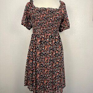 Siren lily Maternity Multicolor Floral MIDI Dress Women's Size XL Smocking